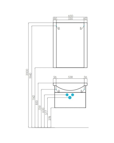 Комплект мебели белый 65 см Акватон Ария 1A134001AA010 + 1WH207782 + 1A133702AA010