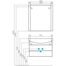 Комплект мебели черный 80,5 см Акватон Ария 1A140801AA950 + 1WH207783 + 1A141902AA950