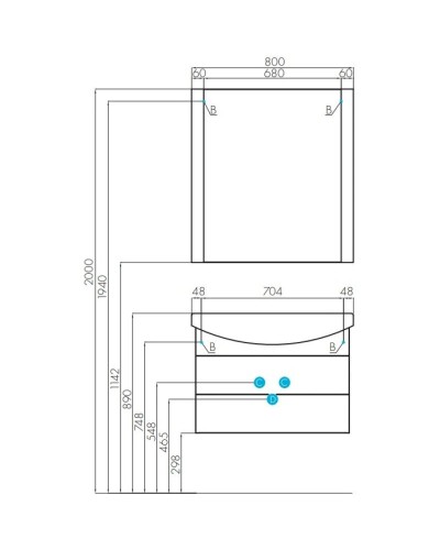 Комплект мебели белый 80,5 см Акватон Ария 1A141301AA010 + 1WH207783 + 1A141902AA010