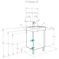 Комплект мебели дуб верона/белый глянец 55 см Акватон Кантри 1A257601AHB20 + 1WH302185 + 1A257702AHB20