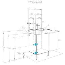 Комплект мебели дуб верона/белый глянец 55 см Акватон Кантри 1A257601AHB20 + 1WH302185 + 1A257702AHB20