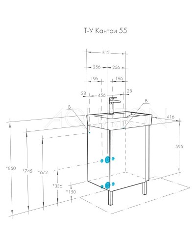 Комплект мебели дуб верона/белый глянец 55 см Акватон Кантри 1A257601AHB20 + 1WH302185 + 1A257702AHB20