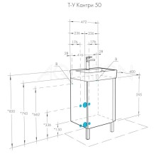 Комплект мебели дуб верона/белый глянец 50 см Акватон Кантри 1A257801AHB20 + 1WH302184 + 1A257702AHB20