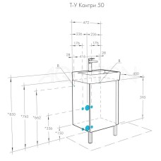 Комплект мебели дуб верона/белый глянец 50 см Акватон Кантри 1A257801AHB20 + 1WH302184 + 1A257702AHB20