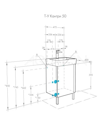 Комплект мебели дуб верона/белый глянец 50 см Акватон Кантри 1A257801AHB20 + 1WH302184 + 1A257702AHB20