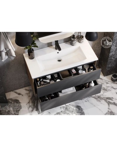 Комплект мебели графит софт/дуб веллингтон 100,5 см Акватон Сохо 1A258201AJA00 + 1WH501627 + 1A258302AJA0R