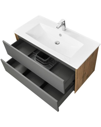 Комплект мебели графит софт/дуб веллингтон 100,5 см Акватон Сохо 1A258201AJA00 + 1WH501627 + 1A258302AJA0R