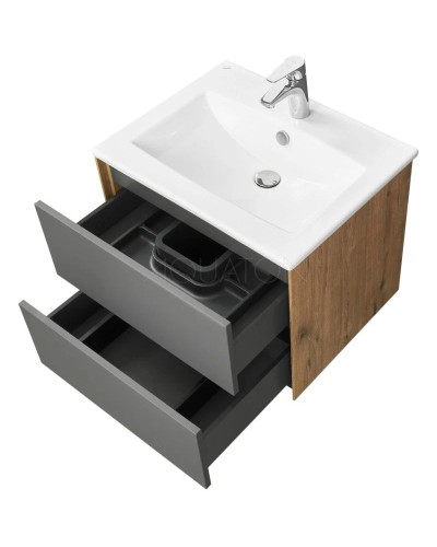 Комплект мебели графит софт/дуб веллингтон 60 см Акватон Сохо 1A258001AJA00 + 1WH501606 + 1A258302AJA0R