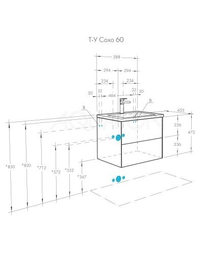 Комплект мебели графит софт/дуб веллингтон 60 см Акватон Сохо 1A258001AJA00 + 1WH501606 + 1A258302AJA0L