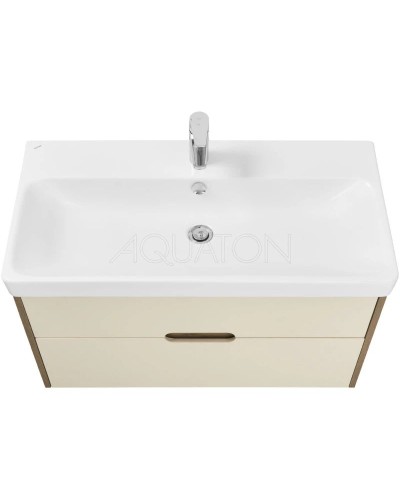 Комплект мебели бежевый/дуб веллингтон 90 см Акватон Оливия 1A254401OLVG0 + 1WH501629 + 1A256502A1010