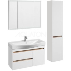 Комплект мебели белый глянец/дуб эндгрейн 100 см Акватон Нортон 1A249001NT010 + 1WH302502 + 1A249302NT010