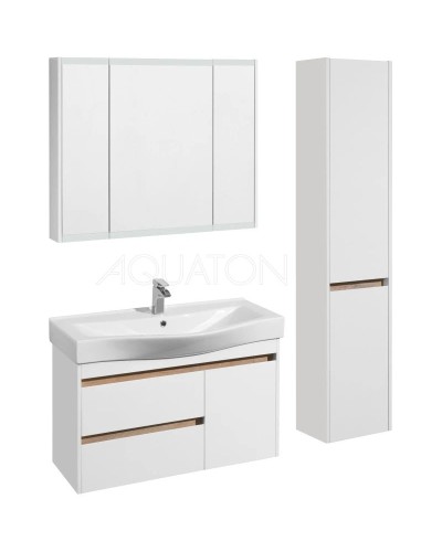 Комплект мебели белый глянец/дуб эндгрейн 100 см Акватон Нортон 1A249001NT010 + 1WH302502 + 1A249302NT010