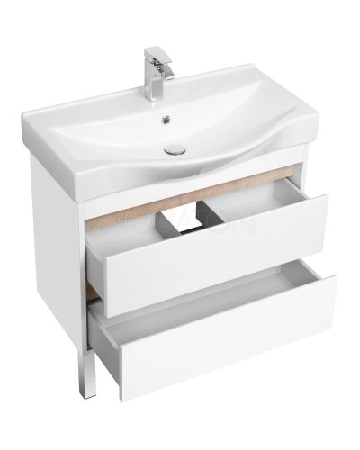 Комплект мебели белый глянец/дуб эндгрейн 80 см Акватон Нортон 1A248901NT010 + 1WH302422 + 1A249202NT010