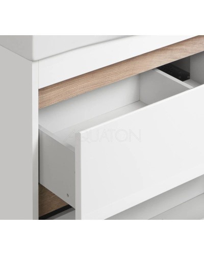 Комплект мебели белый глянец/дуб эндгрейн 80 см Акватон Нортон 1A248901NT010 + 1WH302422 + 1A249202NT010