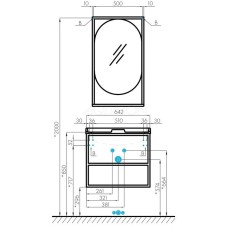 Комплект мебели дуб кантри/черный 65,3 см Акватон Лофт Фабрик 1A242301LTDY0 + 1A708731FB010 + 1A242502LTDY0