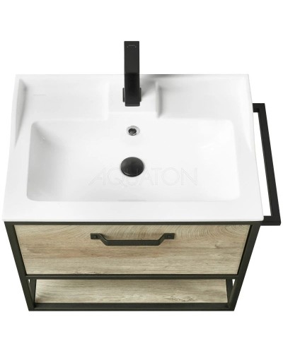 Комплект мебели дуб эндгрейн/черный 65,3 см Акватон Лофт Фабрик 1A242301LTDU0 + 1A708731FB010 + 1A242502LTDU0