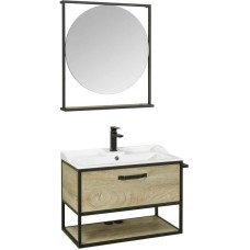 Комплект мебели дуб эндгрейн/черный 80 см Акватон Лофт Фабрик 1A242401LTDU0 + 1A708031FB010 + 1A242602LTDU0