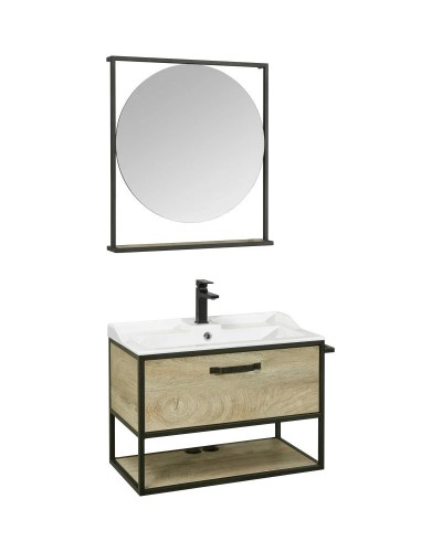 Комплект мебели дуб эндгрейн/черный 80 см Акватон Лофт Фабрик 1A242401LTDU0 + 1A708031FB010 + 1A242602LTDU0