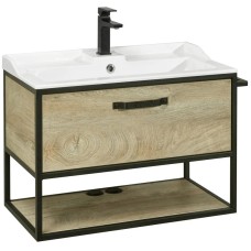 Комплект мебели дуб эндгрейн/черный 80 см Акватон Лофт Фабрик 1A242401LTDU0 + 1A708031FB010 + 1A242602LTDU0