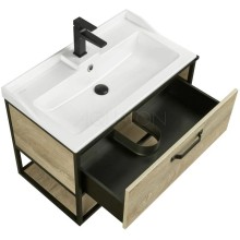 Комплект мебели дуб эндгрейн/черный 80 см Акватон Лофт Фабрик 1A242401LTDU0 + 1A708031FB010 + 1A242602LTDU0