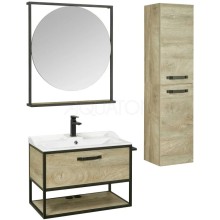 Комплект мебели дуб эндгрейн/черный 80 см Акватон Лофт Фабрик 1A242401LTDU0 + 1A708031FB010 + 1A242602LTDU0