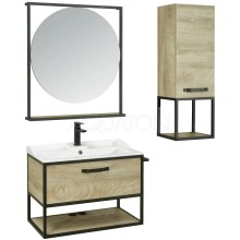 Комплект мебели дуб эндгрейн/черный 80 см Акватон Лофт Фабрик 1A242401LTDU0 + 1A708031FB010 + 1A242602LTDU0