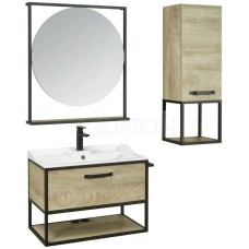 Комплект мебели дуб эндгрейн/черный 80 см Акватон Лофт Фабрик 1A242401LTDU0 + 1A708031FB010 + 1A242602LTDU0