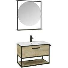 Комплект мебели дуб эндгрейн/черный 80 см Акватон Лофт Фабрик 1A242401LTDU0 + 732799C000 + 1A242602LTDU0