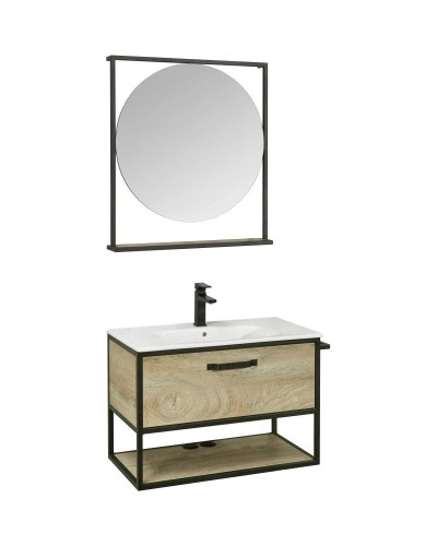 Комплект мебели дуб эндгрейн/черный 80 см Акватон Лофт Фабрик 1A242401LTDU0 + 732799C000 + 1A242602LTDU0