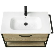 Комплект мебели дуб эндгрейн/черный 80 см Акватон Лофт Фабрик 1A242401LTDU0 + 732799C000 + 1A242602LTDU0