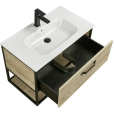 Комплект мебели дуб эндгрейн/черный 80 см Акватон Лофт Фабрик 1A242401LTDU0 + 732799C000 + 1A242602LTDU0