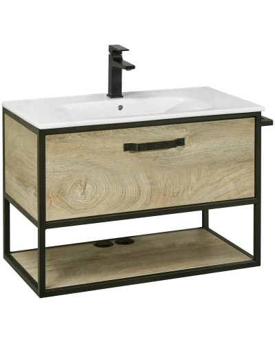 Комплект мебели дуб эндгрейн/черный 80 см Акватон Лофт Фабрик 1A242401LTDU0 + 732799C000 + 1A242602LTDU0