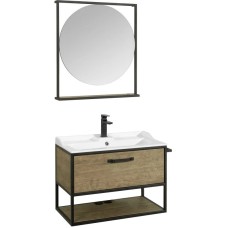 Комплект мебели дуб кантри/черный 80 см Акватон Лофт Фабрик 1A242401LTDY0 + 1A708031FB010 + 1A242602LTDY0