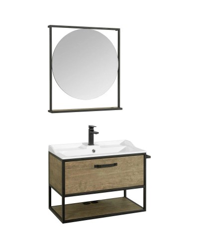 Комплект мебели дуб кантри/черный 80 см Акватон Лофт Фабрик 1A242401LTDY0 + 1A708031FB010 + 1A242602LTDY0