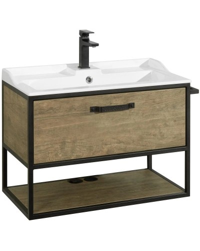 Комплект мебели дуб кантри/черный 80 см Акватон Лофт Фабрик 1A242401LTDY0 + 1A708031FB010 + 1A242602LTDY0