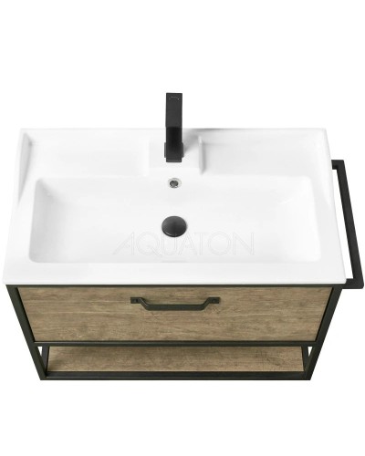 Комплект мебели дуб кантри/черный 80 см Акватон Лофт Фабрик 1A242401LTDY0 + 1A708031FB010 + 1A242602LTDY0