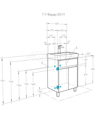 Комплект мебели белый глянец/ясень фабрик 60 см Акватон Верди 1A207701VDAV0 + 1WH302186 + 1A206902VDAV0