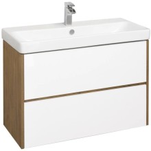 Комплект мебели белый глянец/дуб рустикальный 90 см Акватон Сканди 1A251901SDZ90 + 1WH501629 + 1A252302SDZ90