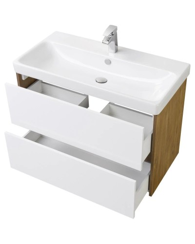 Комплект мебели белый глянец/дуб рустикальный 90 см Акватон Сканди 1A251901SDZ90 + 1WH501629 + 1A252302SDZ90