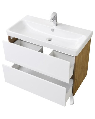 Комплект мебели белый глянец/дуб рустикальный 90 см Акватон Сканди 1A251901SDZ90 + 1WH501629 + 1A252302SDZ90