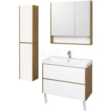 Комплект мебели белый глянец/дуб рустикальный 90 см Акватон Сканди 1A251901SDZ90 + 1WH501629 + 1A252302SDZ90