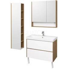 Комплект мебели белый глянец/дуб рустикальный 90 см Акватон Сканди 1A251901SDZ90 + 1WH501629 + 1A252302SDZ90