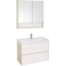 Комплект мебели белый глянец/дуб верона 90 см Акватон Сканди 1A251901SDB20 + 1WH501629 + 1A252302SDB20