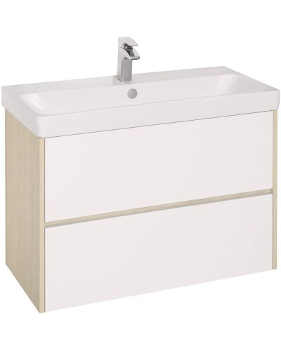 Комплект мебели белый глянец/дуб верона 90 см Акватон Сканди 1A251901SDB20 + 1WH501629 + 1A252302SDB20