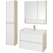 Комплект мебели белый глянец/дуб верона 90 см Акватон Сканди 1A251901SDB20 + 1WH501629 + 1A252302SDB20