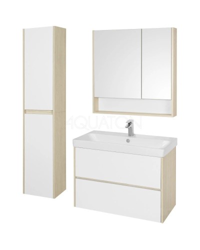 Комплект мебели белый глянец/дуб верона 90 см Акватон Сканди 1A251901SDB20 + 1WH501629 + 1A252302SDB20