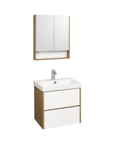 Комплект мебели белый глянец/дуб рустикальный 70,5 см Акватон Сканди 1A251801SDZ90 + 1WH501628 + 1A252202SDZ90