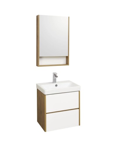 Комплект мебели белый глянец/дуб рустикальный 55 см Акватон Сканди 1A251701SDZ90 + 1WH501620 + 1A252102SDZ90