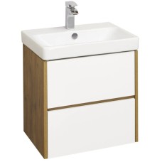 Комплект мебели белый глянец/дуб рустикальный 55 см Акватон Сканди 1A251701SDZ90 + 1WH501620 + 1A252102SDZ90