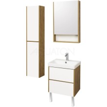 Комплект мебели белый глянец/дуб рустикальный 55 см Акватон Сканди 1A251701SDZ90 + 1WH501620 + 1A252102SDZ90